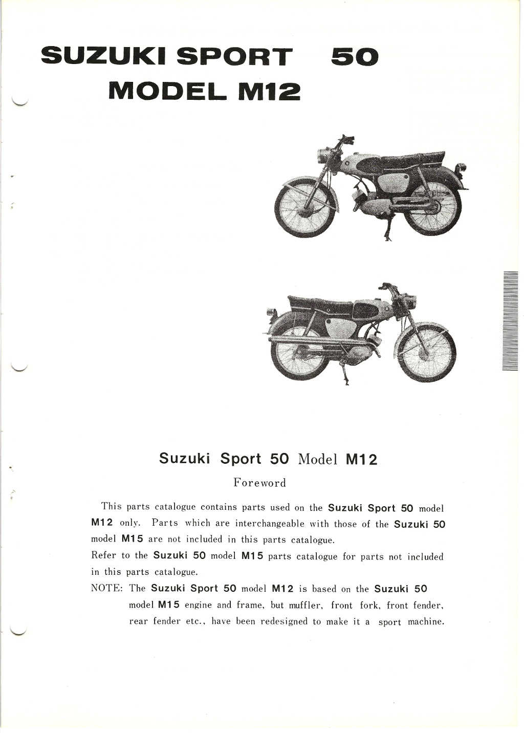 Suzuki M12 M15 M12 MARK2 M15D   parts manual  1963-1968 