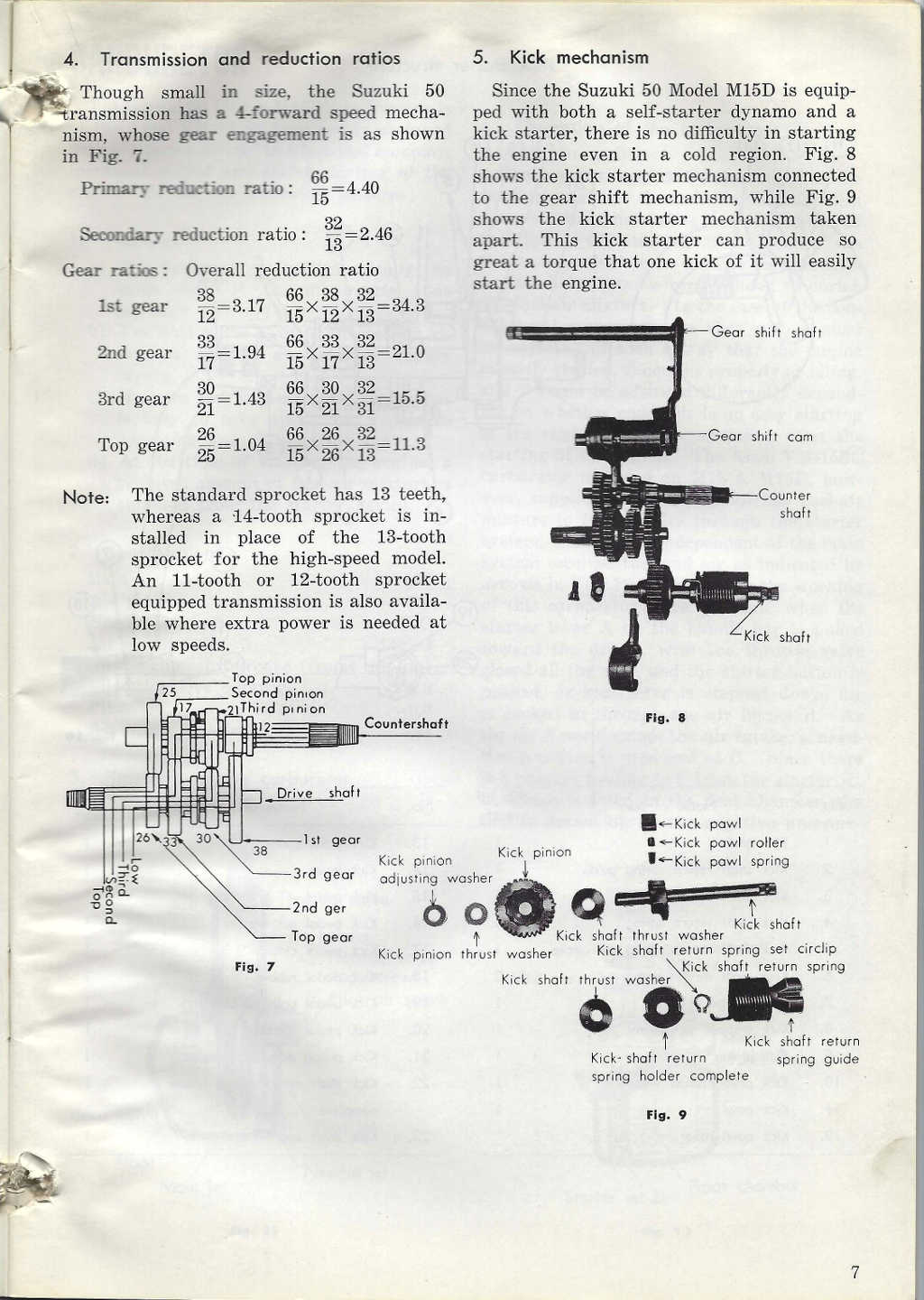 M15 Original Shop Manual M15D 1960's Suzuki 50 Model 